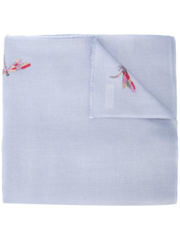Janavi Dragonfly Embellished Scarf - Blue