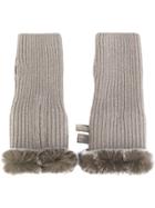 N.peal Fur-trim Fingerless Gloves - Nude & Neutrals