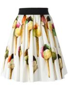 Dolce & Gabbana Ice-cream Print Skirt, Women's, Size: 42, White, Cotton