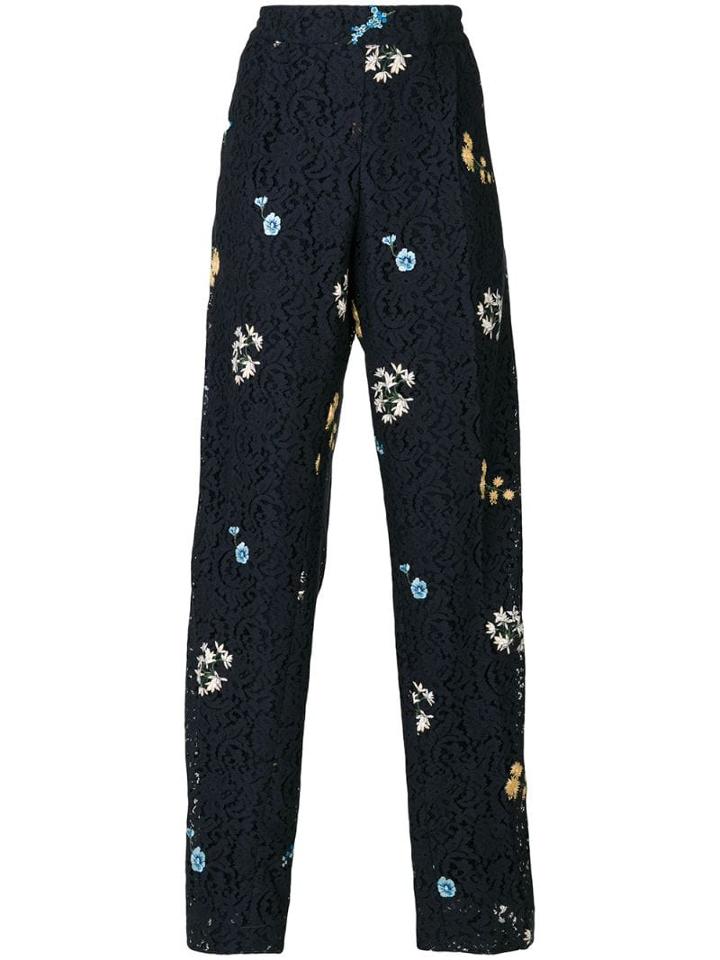 Nº21 Embroidered Lace Trousers - Blue