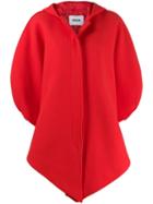 Msgm Asymmetric Hooded Coat - Red