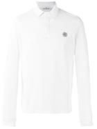 Stone Island Long-sleeve Polo Shirt, Men's, Size: Xxl, White, Cotton/spandex/elastane