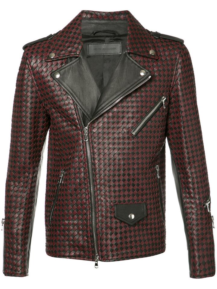 Route Des Garden - Woven Biker Jacket - Men - Leather/viscose - 48, Red, Leather/viscose