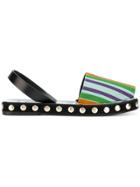Loewe Striped Canvas Slingback Sandals - Multicolour