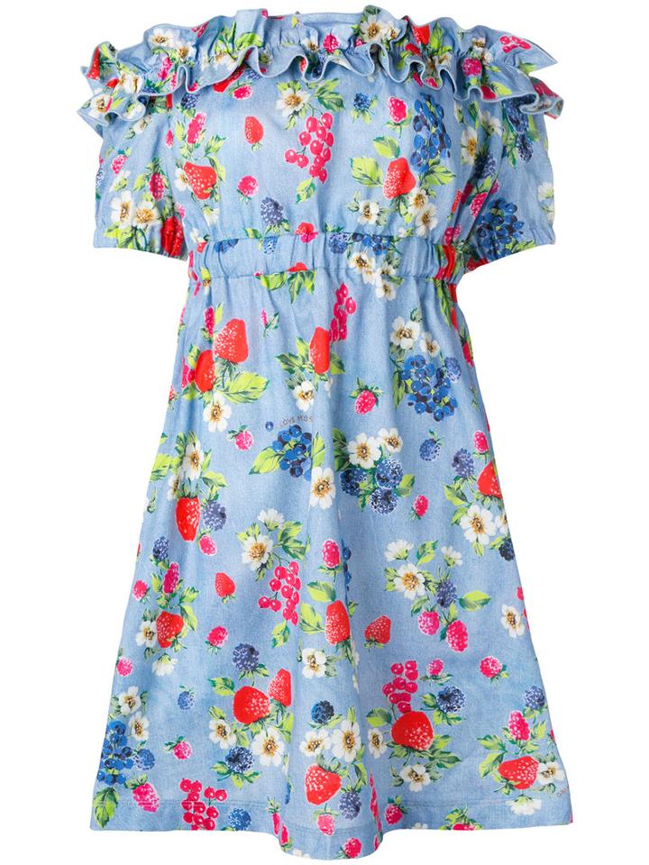 Love Moschino Floral Print Dress, Women's, Size: 40, Blue, Cotton