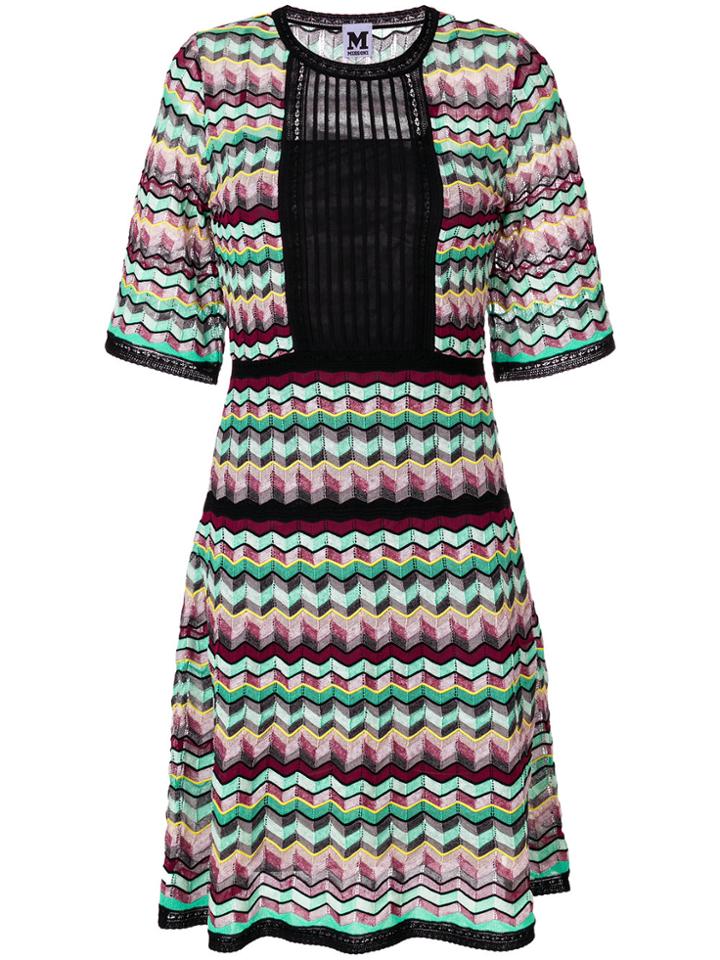 M Missoni Mesh Panel Zigzag Dress - Multicolour