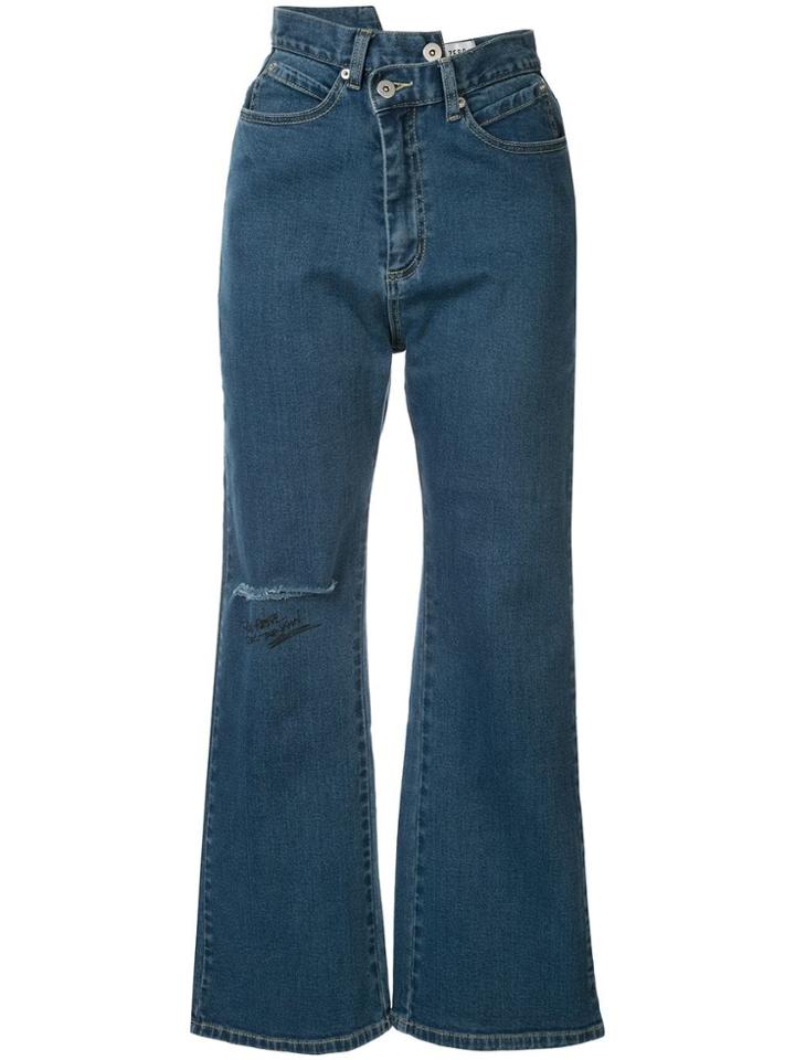 Ground Zero Asymmetric Printed Jeans - Blue