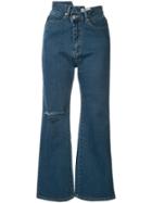 Ground Zero Asymmetric Printed Jeans - Blue