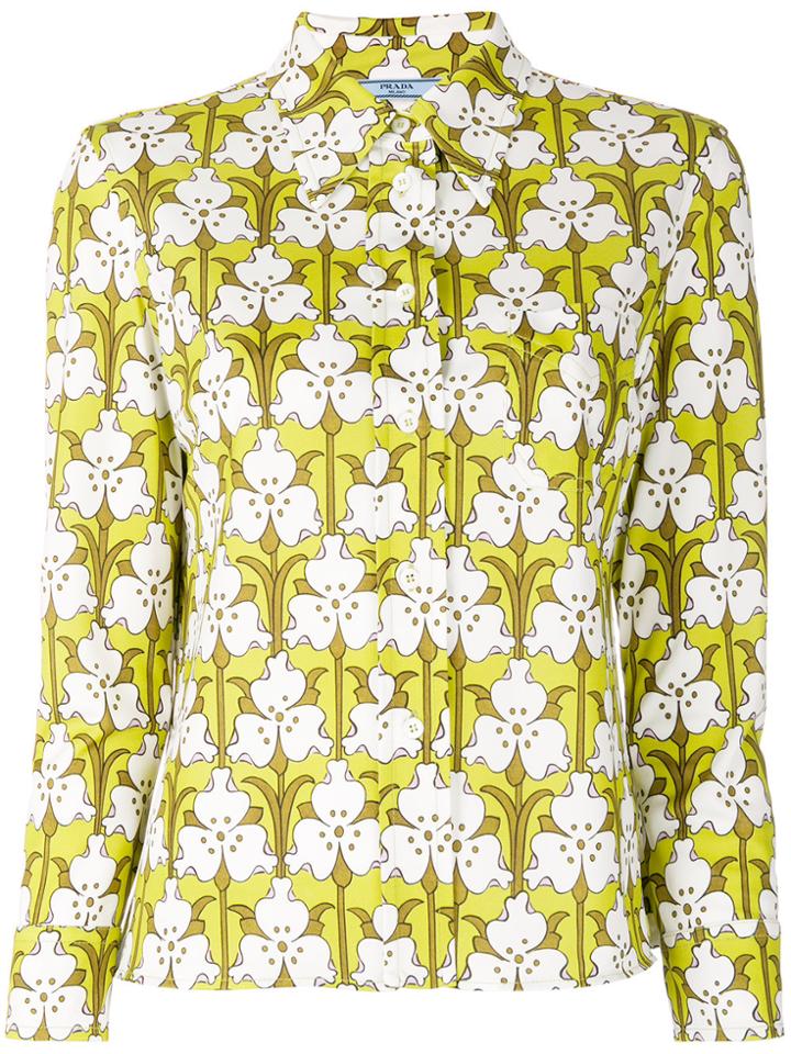 Prada Pointed Collar Blouse - Green