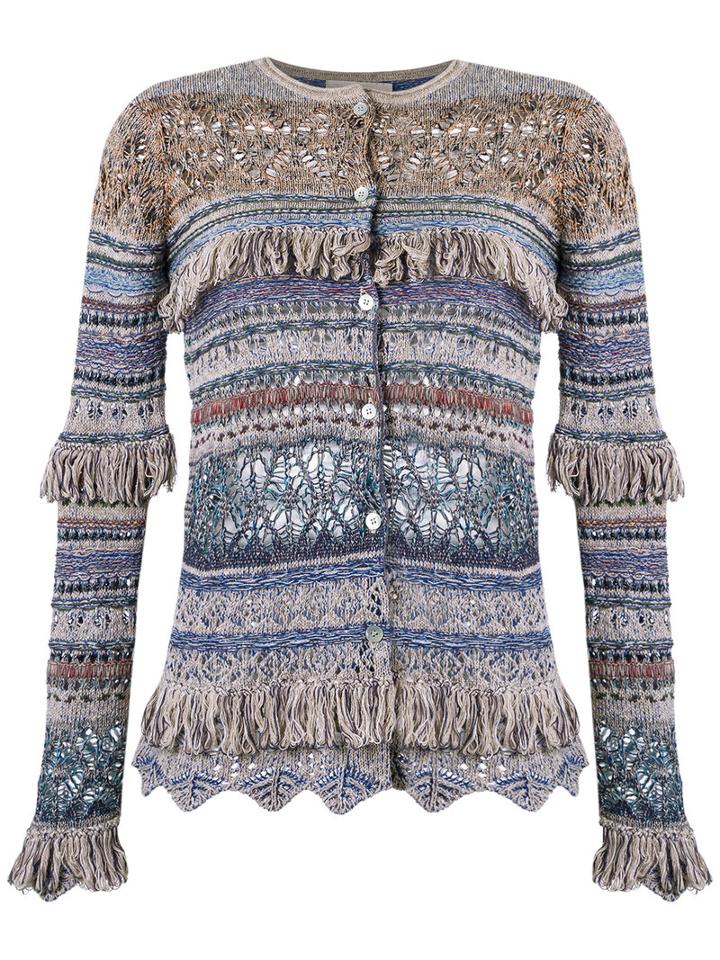 Knit Cardigan - Women - Acrylic/lurex/polyester/viscose - M, Blue, Acrylic/lurex/polyester/viscose, Cecilia Prado