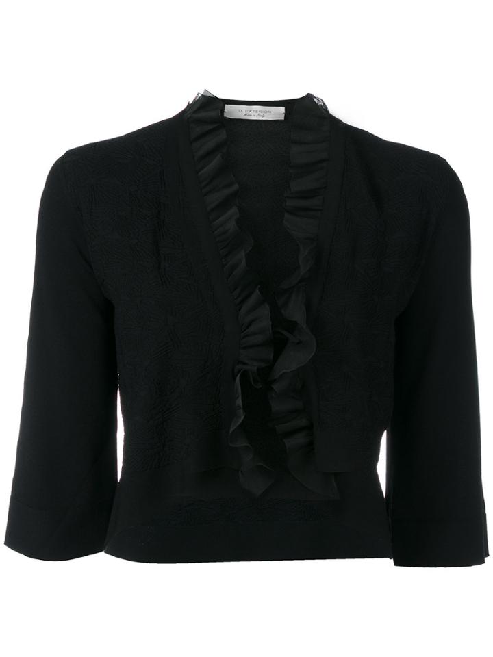 D.exterior Frill-hem Cropped Cardigan - Black