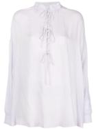 Iro Lace-up Flared Blouse - Pink