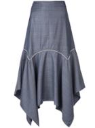 Ganni Asymmetric Checked Skirt - Grey