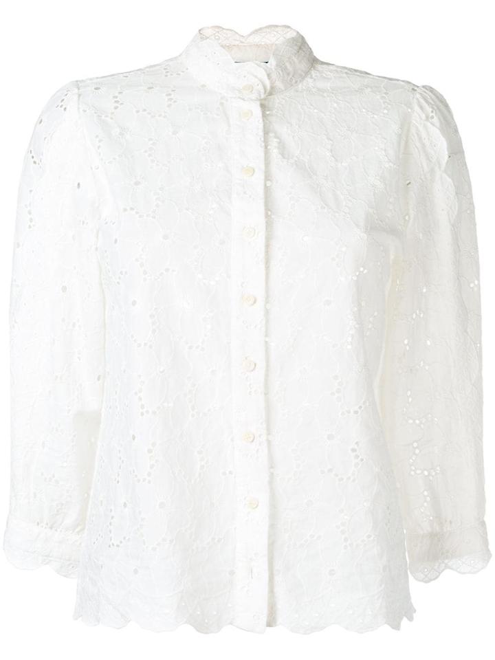 Mih Jeans Broderie Anglais Shirt - White