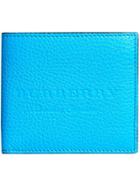 Burberry Logo Embossed International Bifold Wallet - Blue