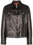 Sjyp Contrast Stitch Western Leather Jacket - Black