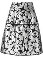Oscar De La Renta Metallic Floral Skirt, Women's, Size: 8, Black, Polyester/silk/nylon