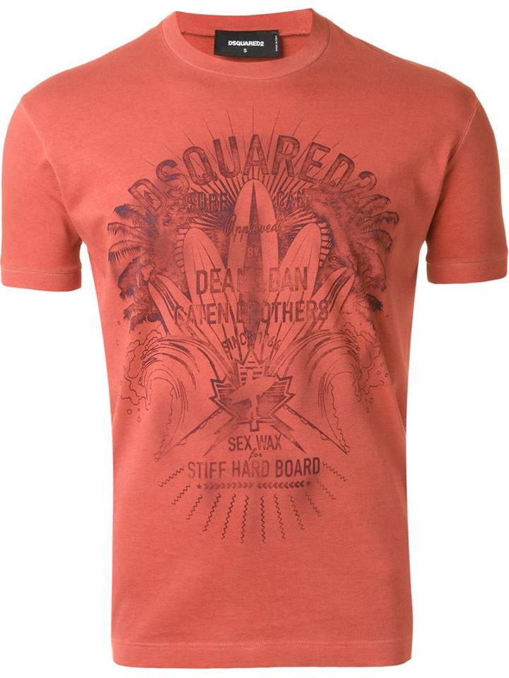 Dsquared2 Logo T-shirt, Men's, Size: Medium, Yellow/orange, Cotton