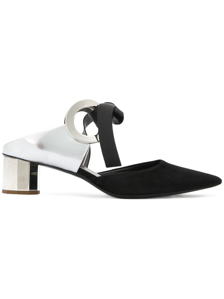 Proenza Schouler Suede And Leather Grommet Mule - Black