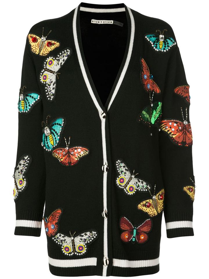 Alice+olivia Bradford Butterfly-patch Cardigan - Black
