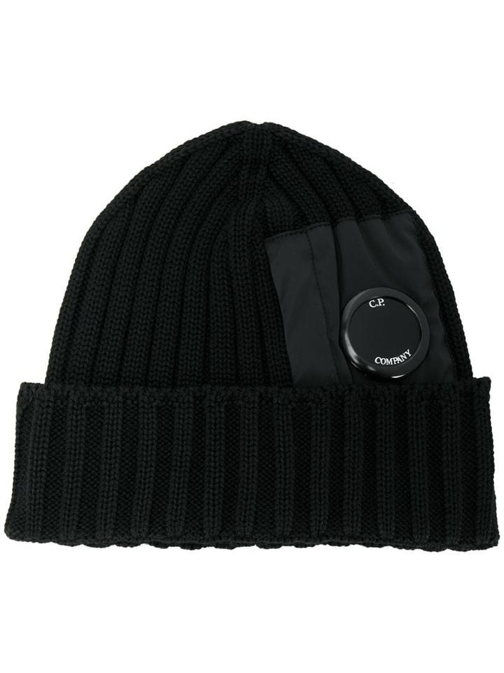 Cp Company Lens Detail Knitted Hat - Black