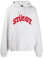 Stussy Logo Appliqué Hoodie - Grey