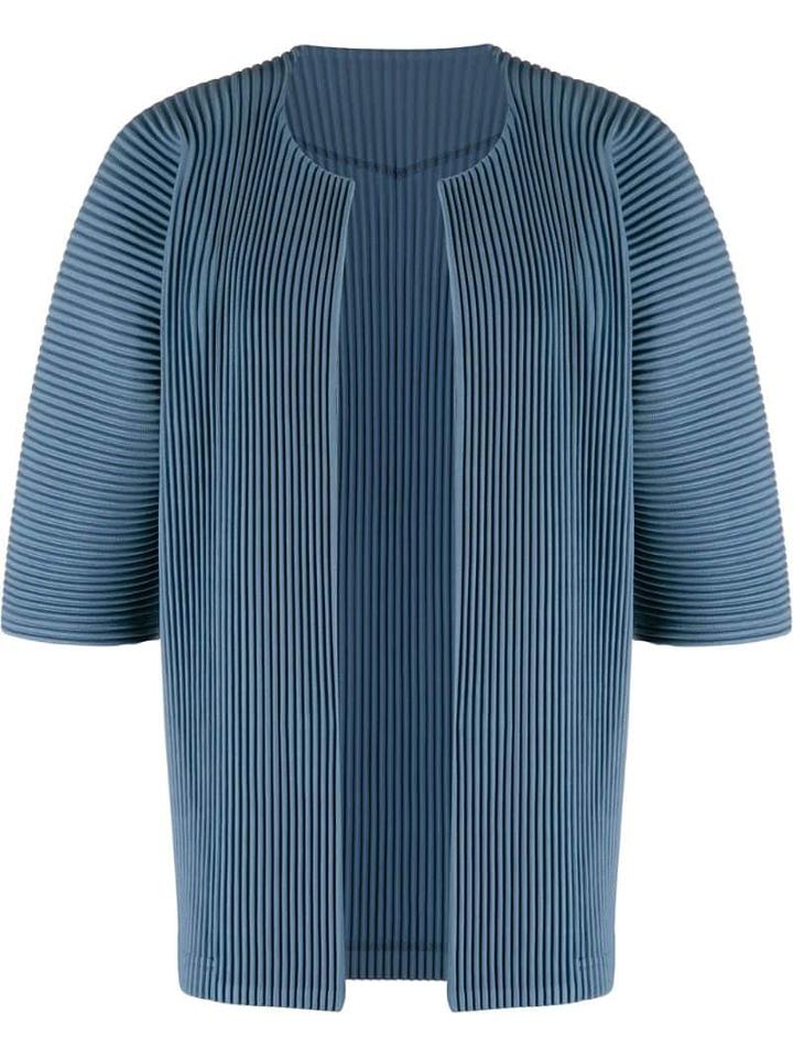 Homme Plissé Issey Miyake Open Front Pleated Cardigan - Blue