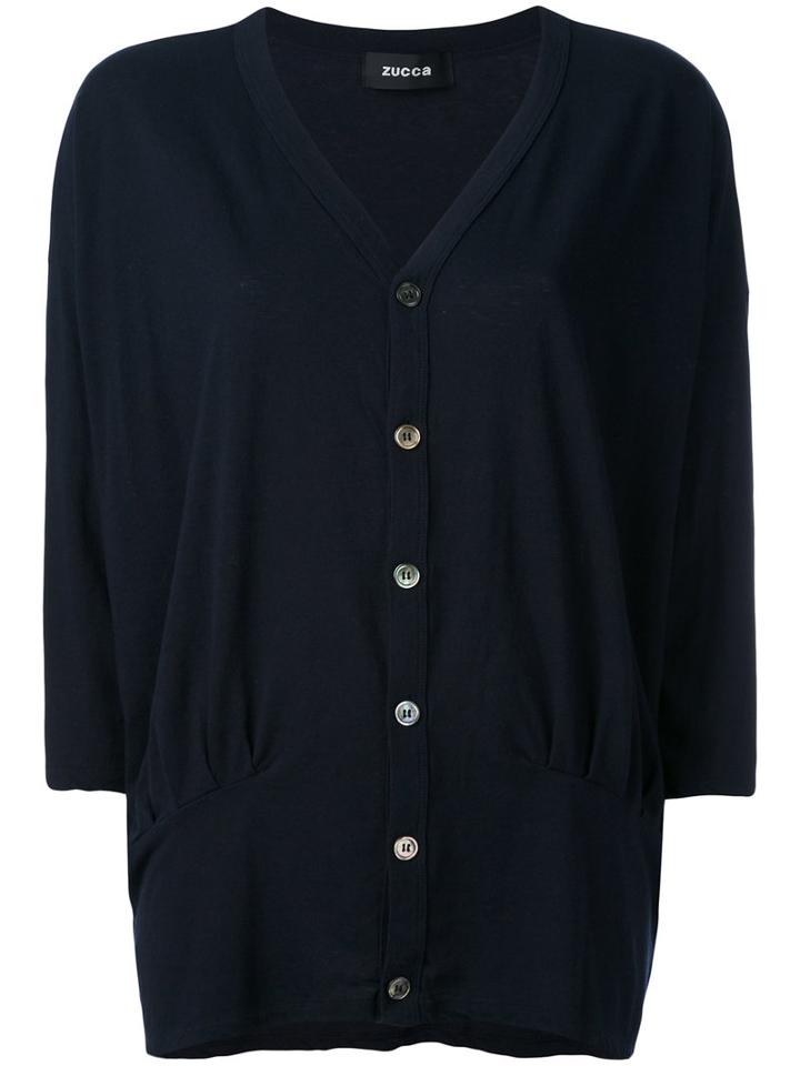 Zucca - Button Up Cardigan - Women - Cotton/linen/flax - M, Blue, Cotton/linen/flax