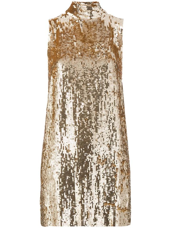 P.a.r.o.s.h. Sequin Halterneck Dress - Gold