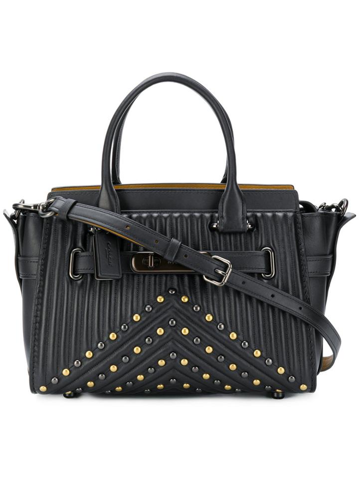 Coach Metallic Embellished Shoulder Bag - Black