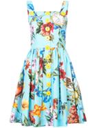 Dolce & Gabbana Floral Print Flared Dress - Blue
