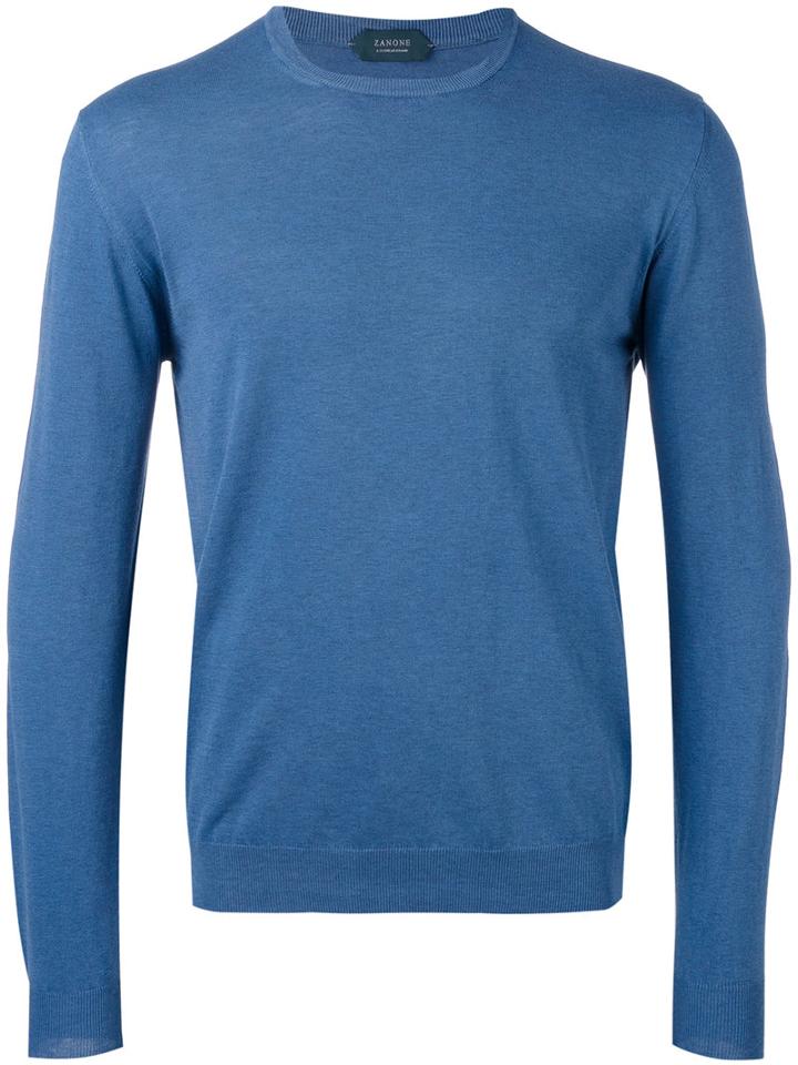 Zanone - Crew Neck Jumper - Men - Cotton - 50, Blue, Cotton