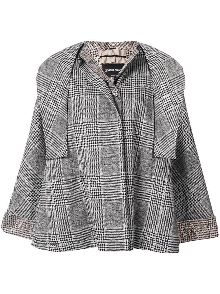 Giorgio Armani Checked Cape Jacket - Black