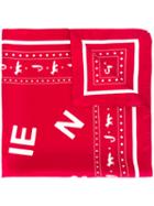 Maison Kitsuné Printed Parisian Cut Scarf, Women's, Red, Silk