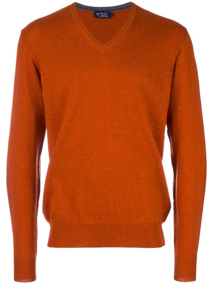 Hackett Elbow Patch Jumper, Men's, Size: Large, Yellow/orange, Silk/cashmere/merino