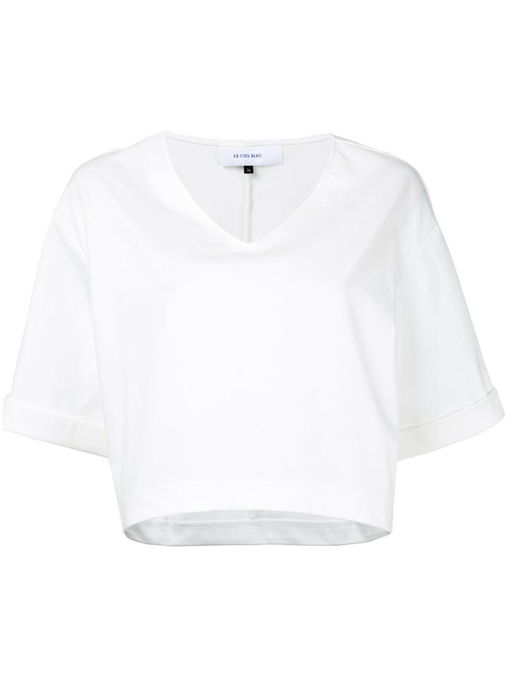 Le Ciel Bleu - Short-sleeve Blouse - Women - Cotton/polyester - 36, White, Cotton/polyester