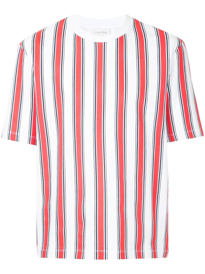 Ck Calvin Klein Regimental Strip Printed T-shirt - White