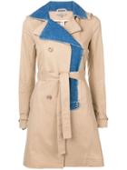 Patrizia Pepe Denim Insert Trench Coat - Neutrals