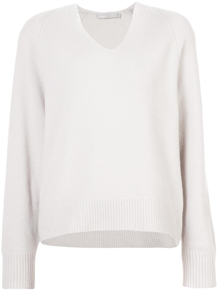 Vince Relaxed Fit V-neck Jumper - Nude & Neutrals