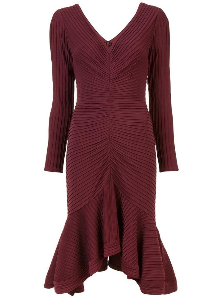 Tadashi Shoji Ribbed Longsleeved Dress - Red