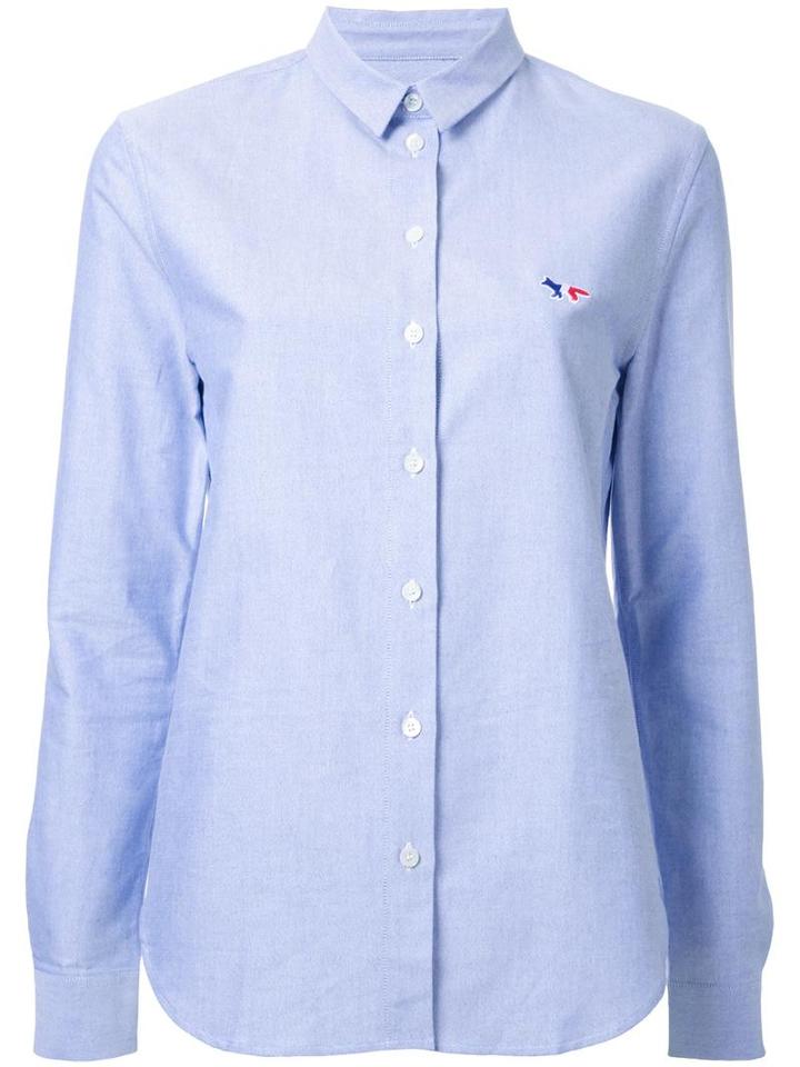 Maison Kitsuné Tricolour Fox Shirt, Women's, Size: 38, Blue, Cotton