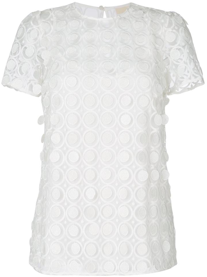 Michael Michael Kors Novelty Dot Textured Shortsleeved Top - White