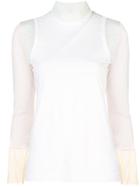 Toga Funnel Neck Patchwork Top - White