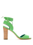 Sarah Chofakian Tie Ankle Leather Sandals - Green