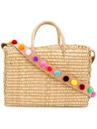 Nannacay Pom Pom Strap Basket Bag - Nude & Neutrals