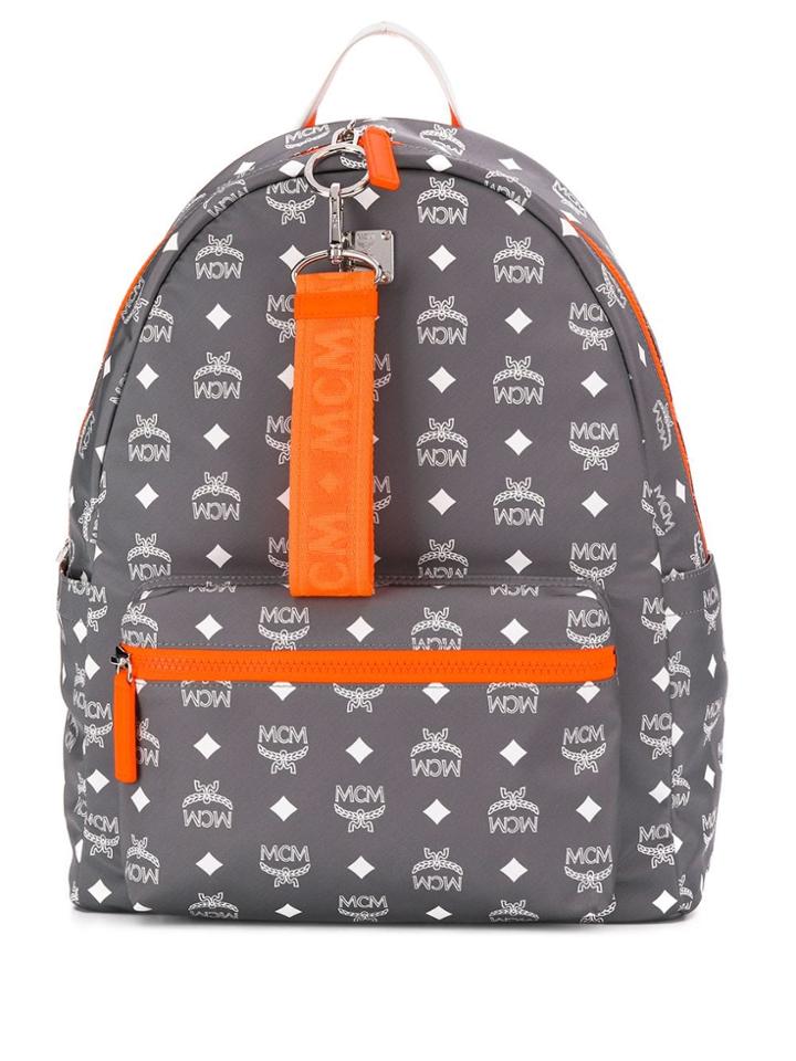 Mcm Repeat Logo Backpack - Grey