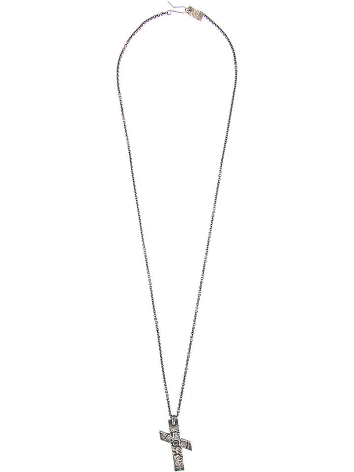 Julius Slanted Cross Necklace - Metallic