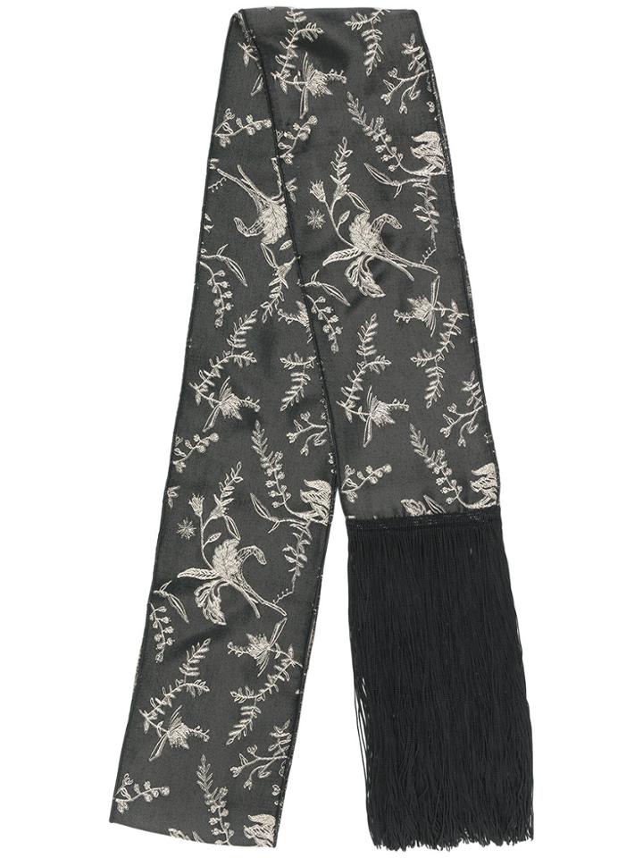 Forte Forte Fringed Floral Scarf - Black