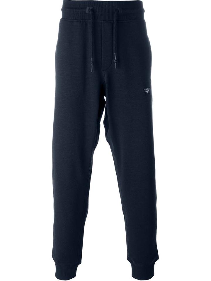 Armani Jeans Cuffed Track Pants, Men's, Size: L, Blue, Cotton