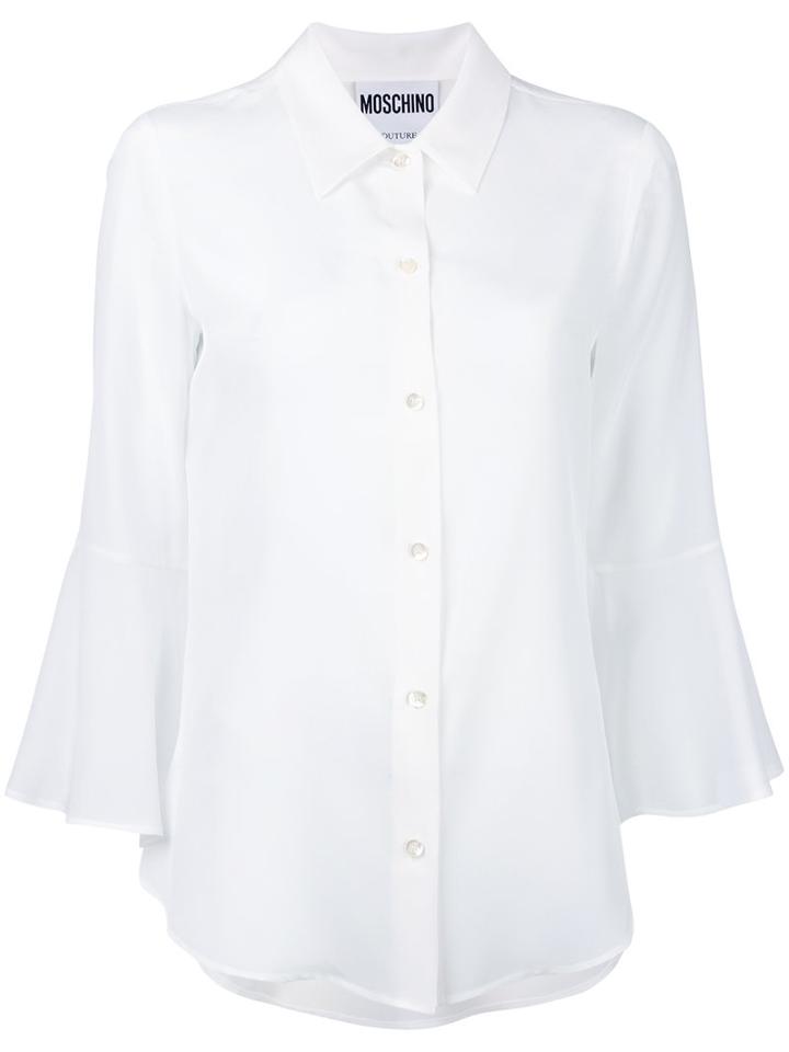 Moschino Fluted Sleeve Blouse, Women's, Size: 42, White, Silk
